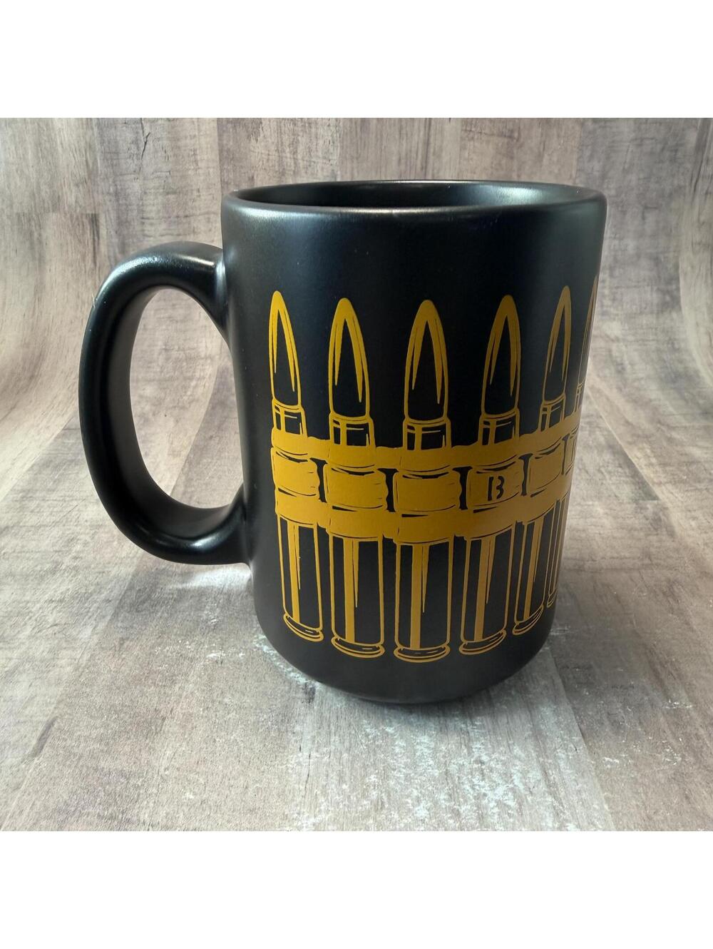 Black Rifle Coffee Company BRCC Ammo Belt Mug Black Yellow Coffee Cup EUC